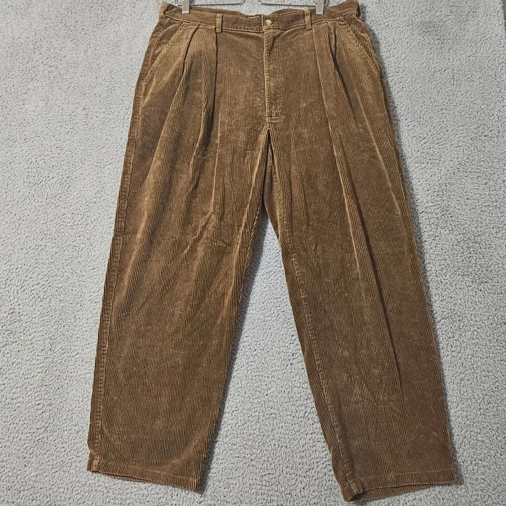 VTG Polo Ralph Lauren Corduroy Cords Pants 38x32 Brown USA‎ Made Fits 37x29 EUC